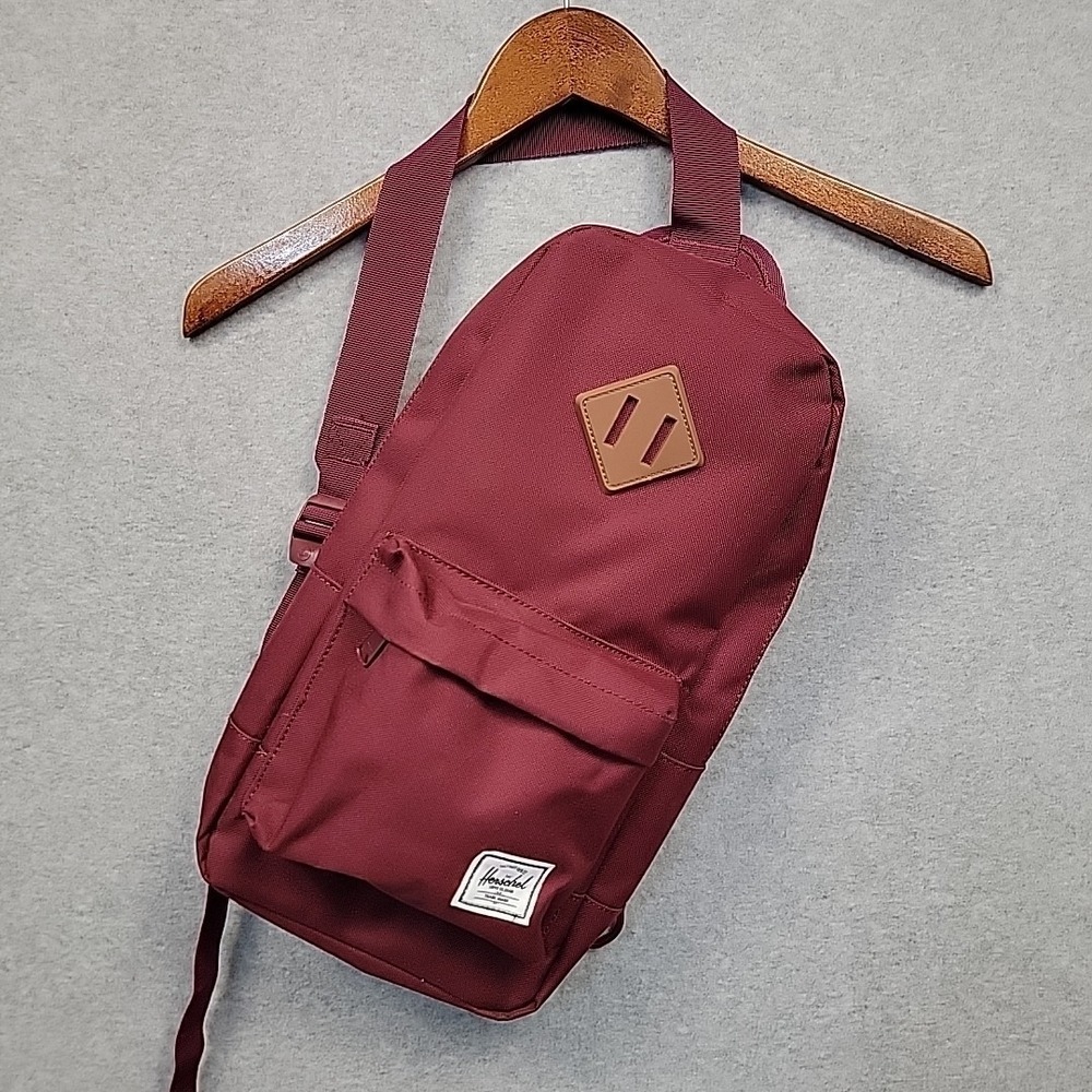 Herschel‎ Supply Co Heritage Sling Bag Burgundy Canvas Backpack Travel